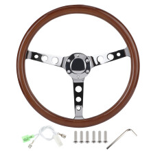 Volante in stile vintage con venature del legno, volante in mogano in stile vintage con venature del legno e finitura a specchio, volante leggero a
