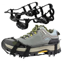 1 Pair ML Crampon Shoes Cover 24 Teeth NonSlip Ice Grips Gripper Shoes Boat Hiking Ice Climbing Shoe Spikes Climbing Chain L 41 to 46