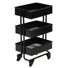 Organizzatore multifunzionale a tre livelli con altezza regolabile, manubrio ergonomico e ruote a 360 gradi, ruote bloccabili e robusto e durevole