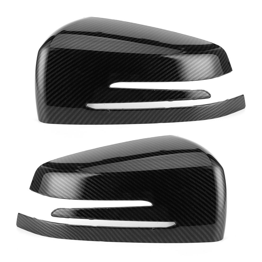 Exterior Mirror Cover Set, Enhance Appearance Stylish Carbon Fiber Pattern Replacement 4 Mercedes Benz A B C E Cla Glk Gla Models W204 W246 9139052880252
