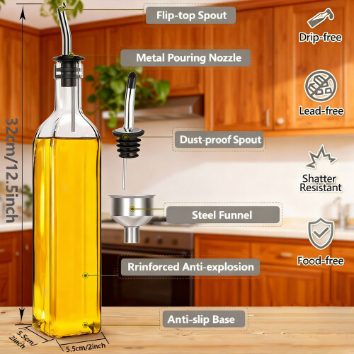 500ml Glass Oil Bottle With Flows Control For-Transparent model 2