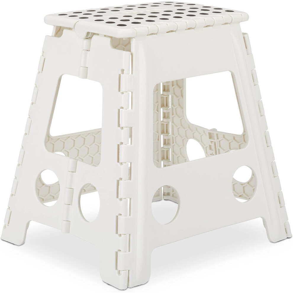 Folding Step Stool For Kitchen, Portable Folding Stool Non-Slip Foldable Stool For Bathroom, Bedroom, White, 39.5 Cm (Height), Slip-Resistant Design, 9453559277828
