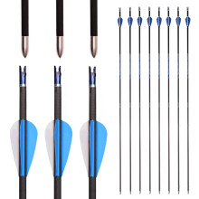 Pack of 12 Carbon Arrows Spine 2501000 for Recurve Compound Bows 30in