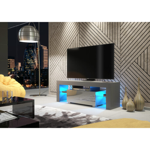 TV Unit 130cm Floe - Dark Grey with Gloss Doors 1