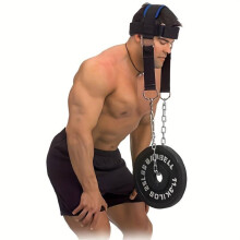 Fitness Neck and Head Harness Trainer with Adjustable Long Steel Chain Trainer for Boxers Kickboxers Football Players Black