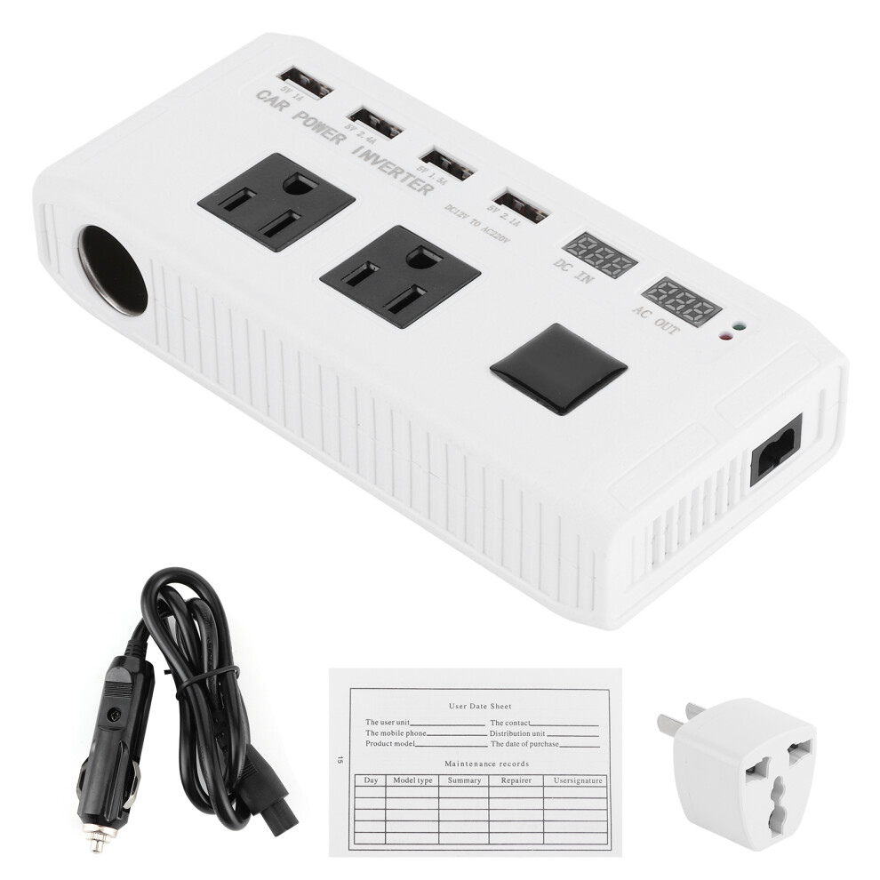 Dc To Ac Converter Car Power Inverter W/ Universal Compatibility Fast Charging Overheating Protection Voltage Conversion 4 Laptops Usb Ports Built-In 9139052893566