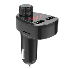Kabelloser FM-Transmitter fürs Auto mit Bluetooth-Freisprecheinrichtung, A2DP-Musikwiedergabe und LCD-Display mit Batteriespannungserkennung und