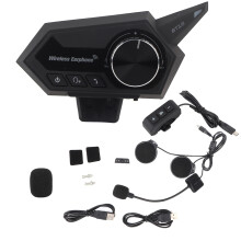 Hjelm Bluetooth-headset med hi-fi-stereomusik, CVC-støjreduktion, IPX6, vandtæt, super rækkevidde, håndfri opkald, stemmestyring, nem installation