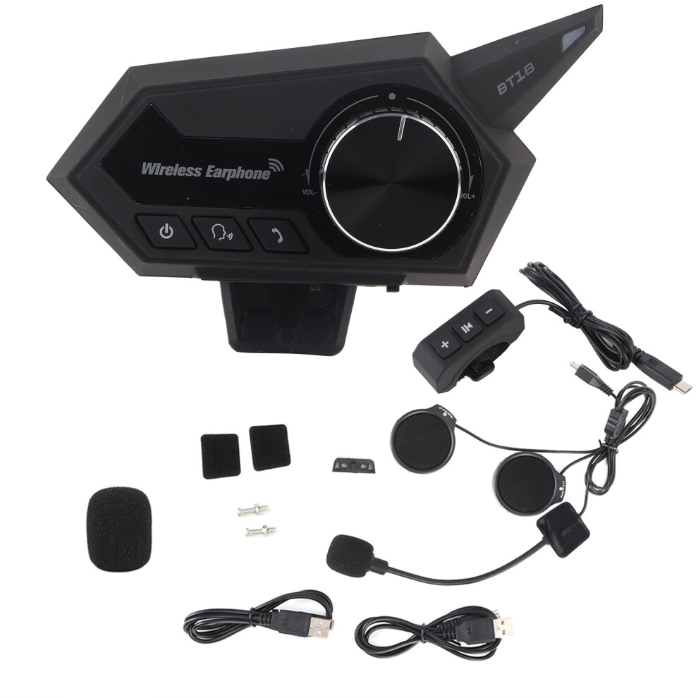 Helmet Bluetooth Headset W/ Hi-Fi Stereo Music Cvc Noise Cancellation Ipx6 Waterproof Super Range Hands-Free Calling Voice Control Easy Installation 9139052893412
