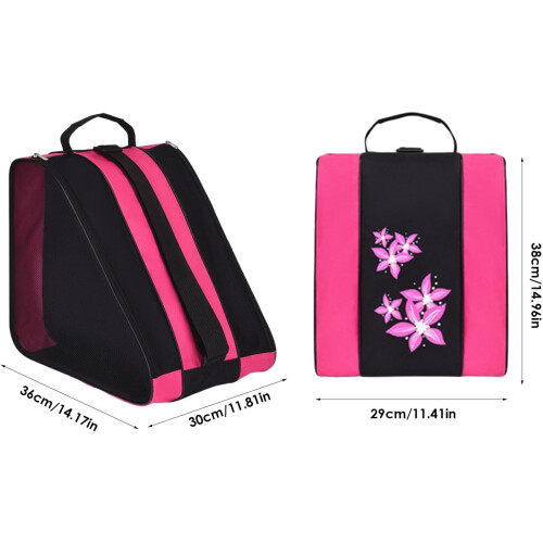 Inline Skate Bag with Handle  Three Compartments, Breathable Mesh Rosered 2