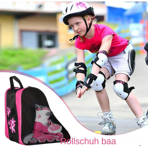 Inline Skate Bag with Handle  Three Compartments, Breathable Mesh Rosered 1