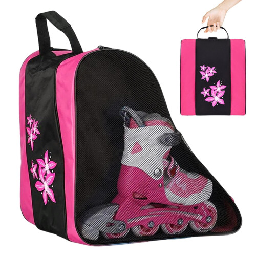 Ice Skating Carry Bag with Adjustable Shoulder Strap, Rosered