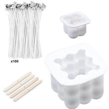 Mèches de bougies ajustables de 20 cm (8 pouces), en coton pré-ciré, avec base en métal. Mèches non toxiques à faible fumée pour cire de soja