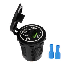 Chargeur de voiture double USB à courant de sortie élevé avec charge rapide 3.0, interrupteur tactile intelligent, affichage LED et protection