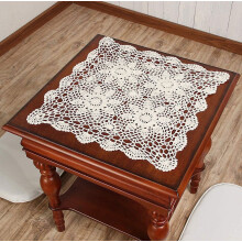 Lace Tablecloth Handmade Crochet, Hand Crochet Product Pure Cotton Round Table Mat with Plant Flowers Design, Vintage And Elegant Decorative Cover for