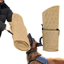 Dog Bite Guard, Handmade Made of Linen, Fits Both Sleeves, Universal for Dog Biting Training beige