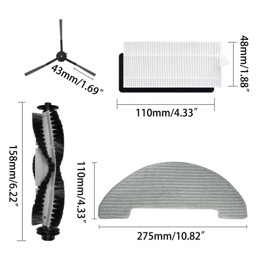 Sweeping Robot Vacuum Cleaner Accessory Main Side Brush Mop Hepa 2