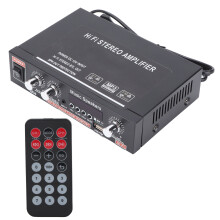 Mini Amplifier Bluetooth 5.0 Stereo Amplifier w/ Remote Control Wireless Bluetooth Bass & Treble Control FM Radio Home Audio 2 Channel Stereo 4 Car