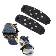 Crampons Ice Studs, 1 Pair Traction, AntiSlip Shoes Grips, Ice Tips, Hiking Shoes Pieces with 7 Teeth, Black