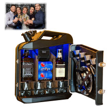 Gas Tanker for Barrel Mini Glass Set for Bar Cabinet, Original Gifts for Husband, Dad, Men Mini Bar Gas Canister Black
