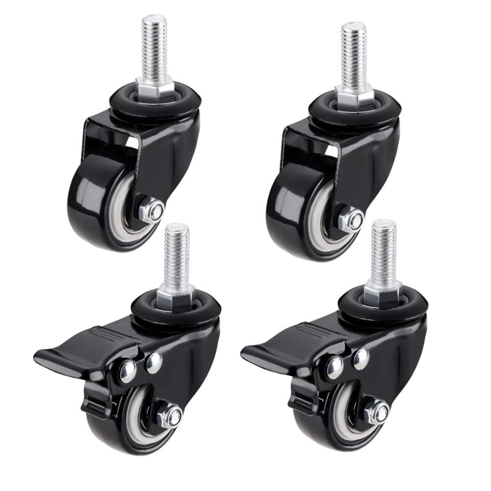 4 Packs Caster Wheels With Brake, M8/M10/M12 Thread, 2 Inch 9412369581402