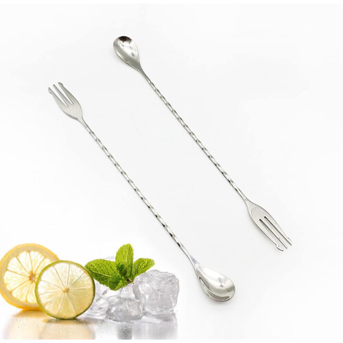 spoon with fork end, long handle, CocktailShaker, spoon, double head, cocktail stirrer, bartender tool 1