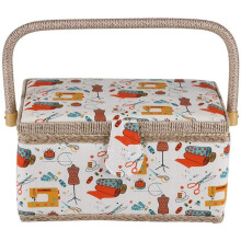 Sewing Box with Sewing Kit Accessories, Fabric Sewing Basket Craft Box