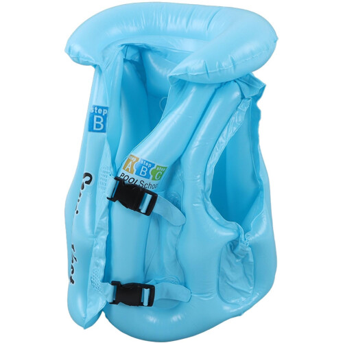 's Swimming Vest, Quick Release PVC Life Jacket, Adjustable Strap blue medium 1