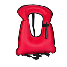Inflatable Life Jacket Adjustable Snorkel Vest for Adults, Float Device for Swimming, Kayaking Large Red
