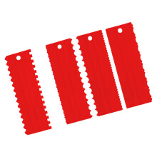 Pack of 4 Multi Shape Cake Scrapers Plastic for-Red 4 piece set