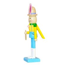 Wooden Handcrafted Easter Rabbit Nutcrackers-Yellow bodied blue
