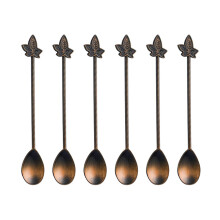 Pack of 6 Strong Stirring Spoons Highlighting Retro-red patina
