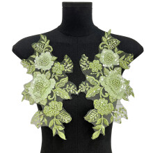 Easy to Apply Flower Patches for Iron On Sewing On Craft-Green