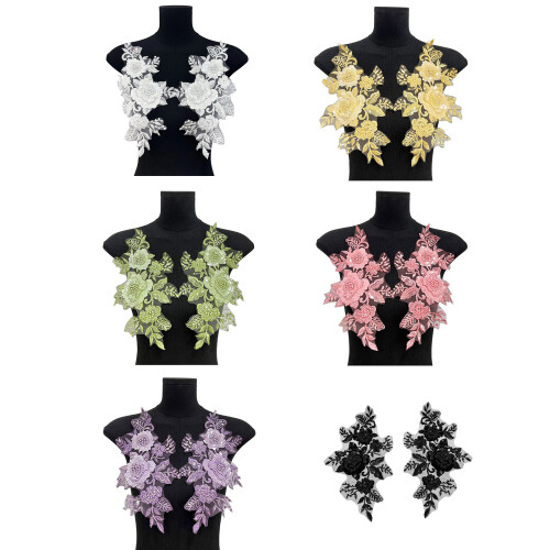 Embroidered Sequins Flower Sewing Patches for Creative-Black 1