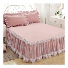 Rosa Spitze Lotusblatt Spitze Bedspreads Princess Style Solid Color Duvet Cover (07, 180x200cm)