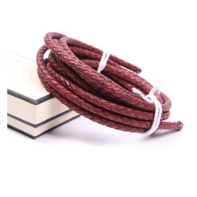 1M Leather Cord Round Leather Braided Rope 38mm Cowhide Red 8mm