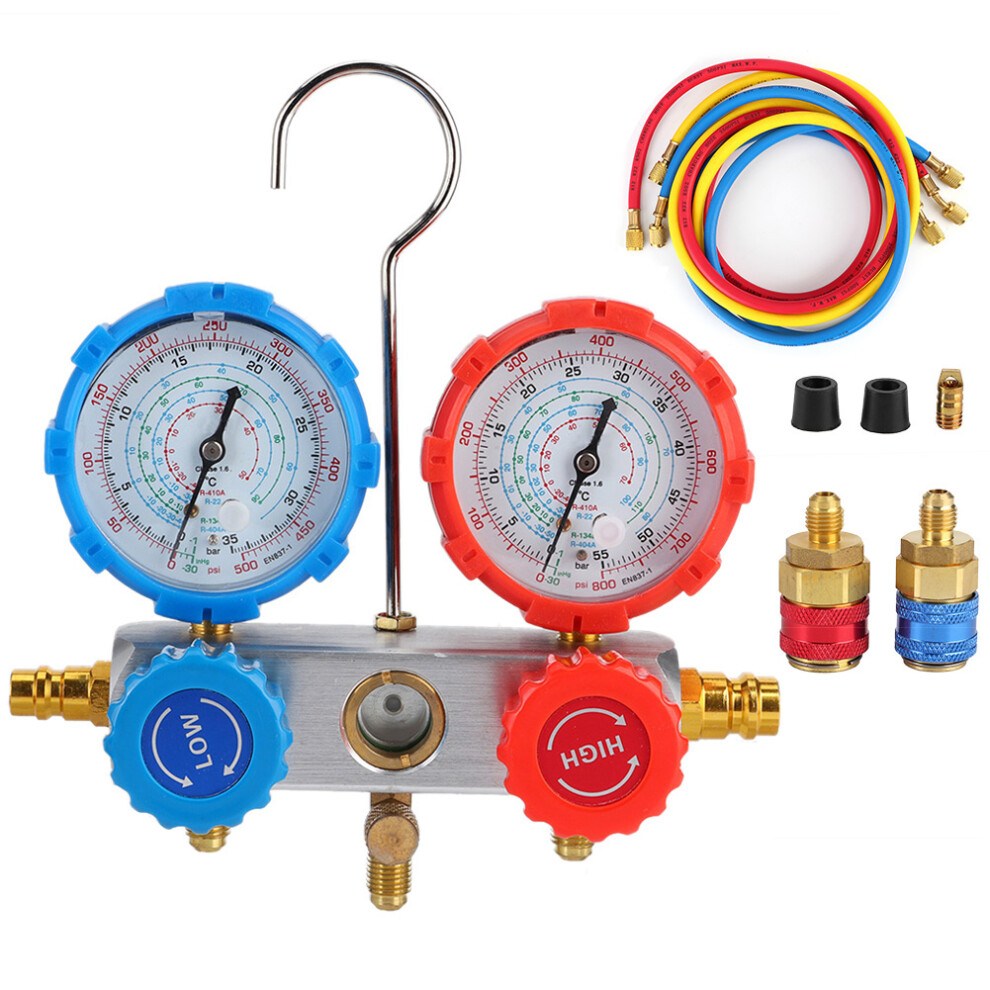 Air Condition Manifold Connector Set 4 Hvac Maintenance, Refrigerant Refilling Pressure Gauge W/ Sealing Washers & Configuration, Manometer & Valve 9139052895515
