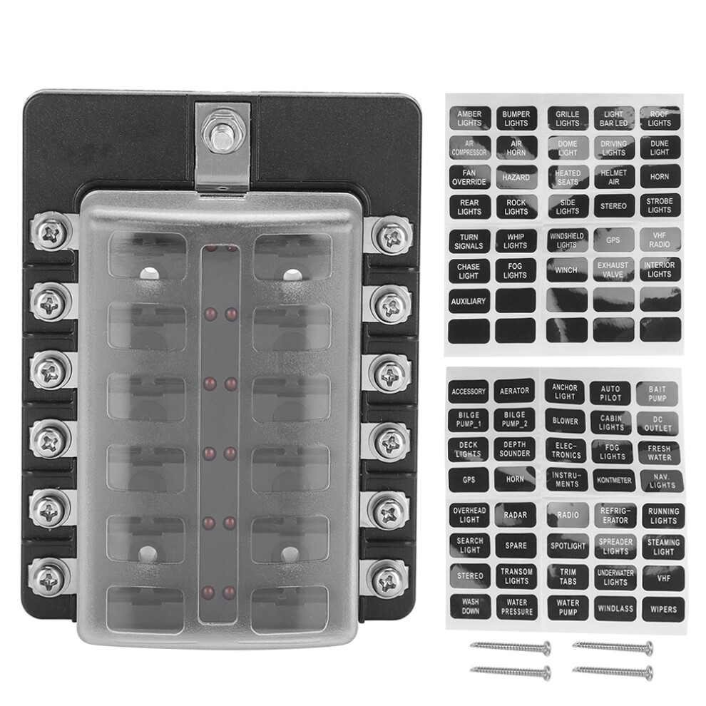 Waterproof Fuse Block Led Warning Indicator Fire Retardant Fuse Holder W/ Dust Resistant Design Sticker Label Support 4 Car Boat Marine Truck Vehicle 9139052895454