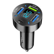 Chargeur USB universel pour voiture avec affichage LED de la tension et prise en charge de la charge rapide, adaptateur de charge rapide à contrôle
