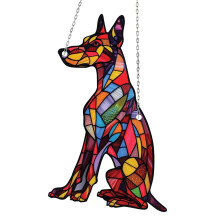 Acrylic Dog Ornament Dog Spot Acrylic Window Decoration – Stained Glass Sun Catcher with Cute Dog, Decorative Hanging Ornament for Dog Lovers