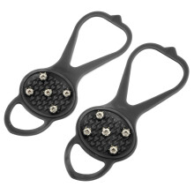 1 pair/set antislip crampons with 5 spikes, strong grip, durable, 5 spikes winter climbing shoes (black)