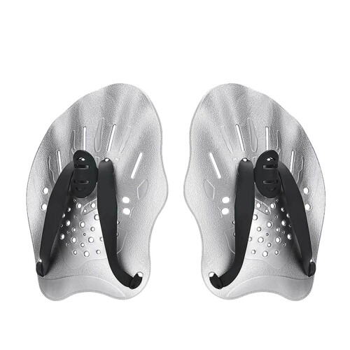 Swimming Hand Paddle – Pack of 2, Training Accessories with Strap Silver