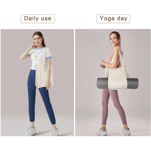 Pilates mat bag, large capacity, washable, foldable, light, canvas (Gray) 2