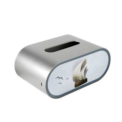 Modern Artistic LED Tissue Box Holder Large Opening-White