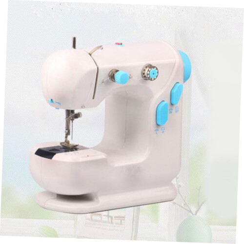 Mini Sewing Machine Multifunctional Small Desktop with Bobbin Winding White 1