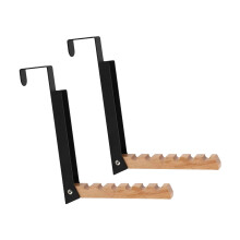 Wood Metal Clothes Hanger Space Saving Laundry Rack-Black 4.5CM