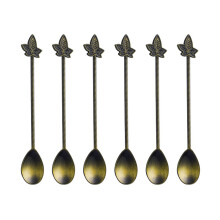 Pack of 6 Strong Zinc Alloy Stirring Spoons-Green and patina