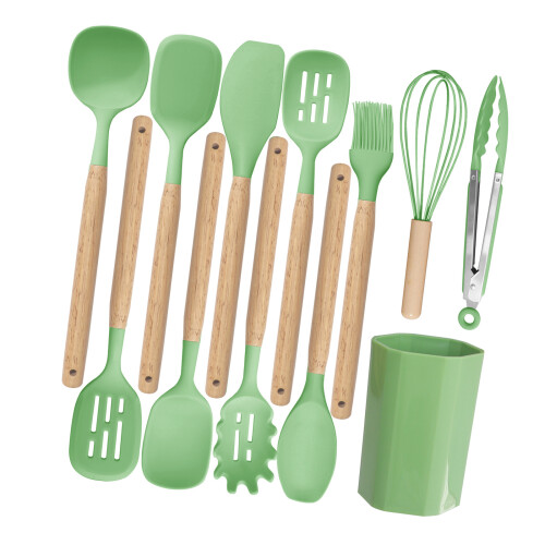 Unseamed Designs Silicone Spatula Set Durable-Green