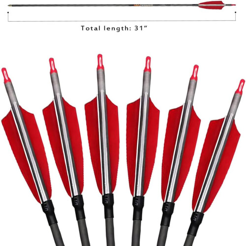 28' 800 Spine Carbon Arrow 4' Red White Turkey Feather 1