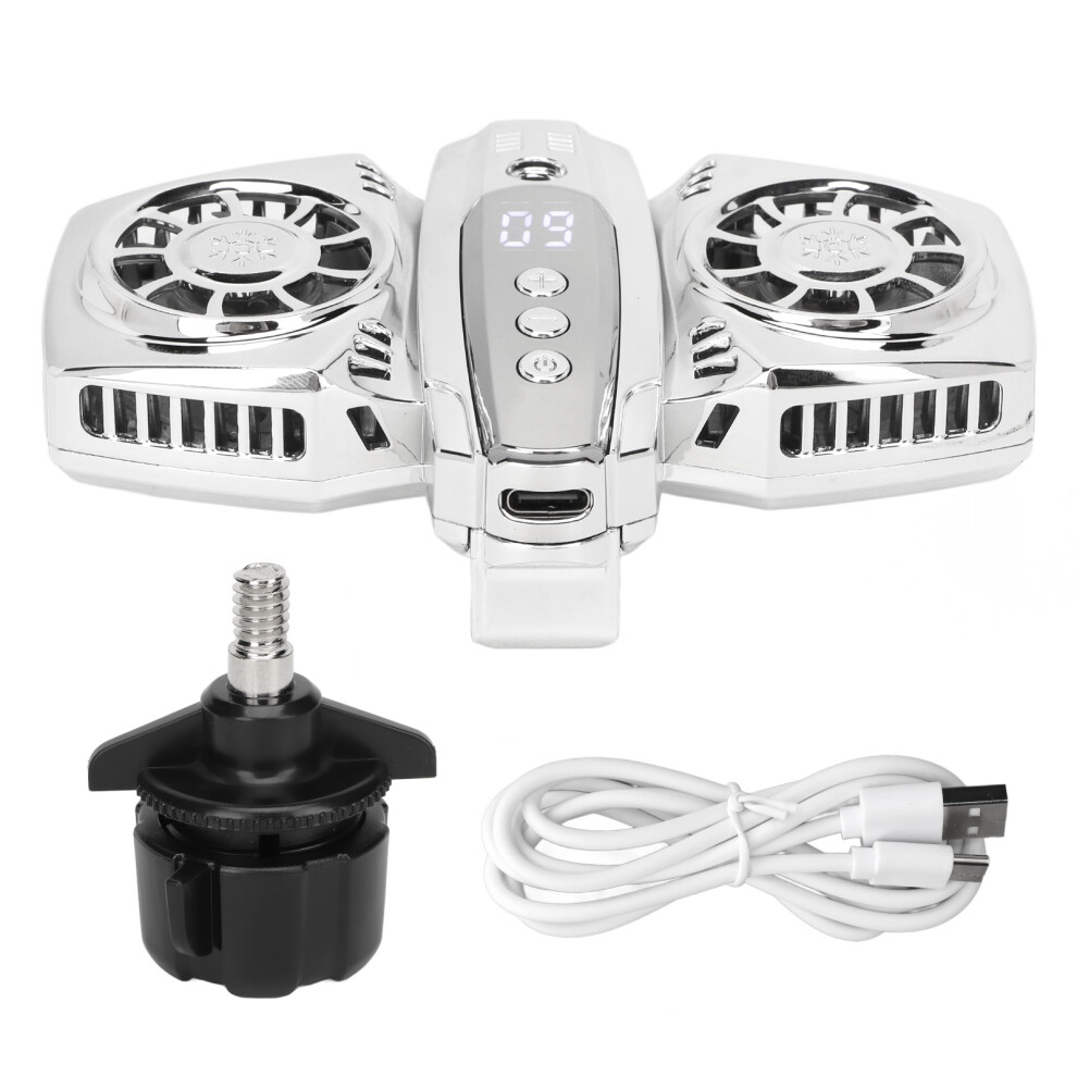 Phone Cooler Cooling Fan Dual Core Semiconductor Rapid Cooling Down Quiet Operation Clip Design Temperature Display Compatible With Gaming Live Stream 9486358068007